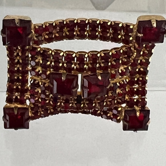 Vintage Brooch Czech Garnet Glass Bohemian - Picture 3 of 16